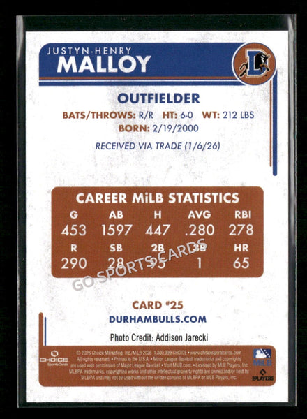 2026 Durham Bulls Justyn Henry Malloy