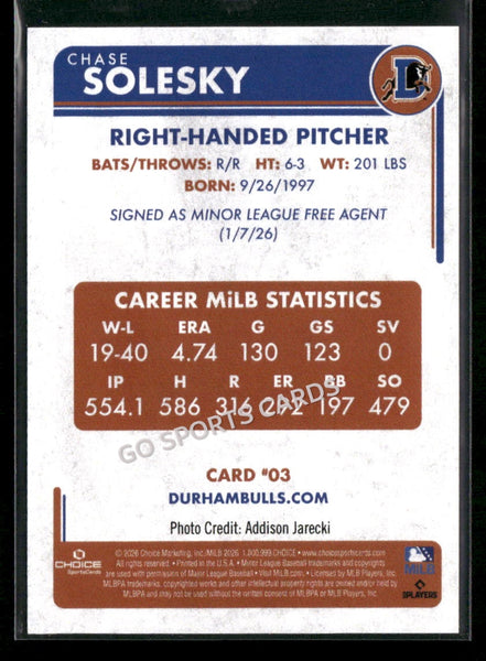 2026 Durham Bulls Chase Solesky