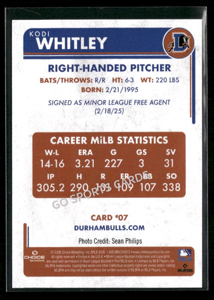 2026 Durham Bulls Kodi Whitley