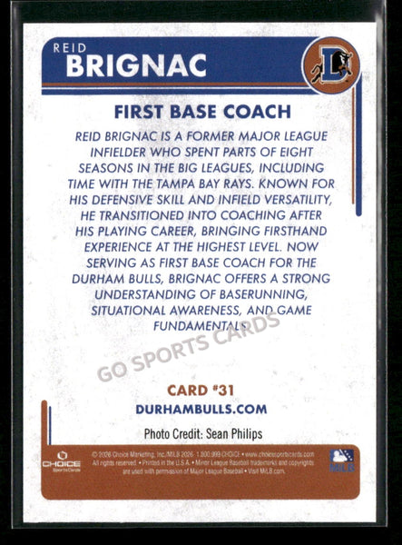 2026 Durham Bulls Reid Brignac