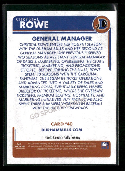 2026 Durham Bulls Chrystal Rowe