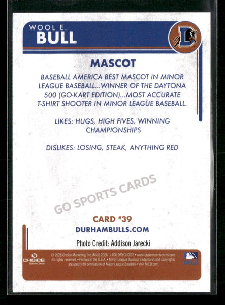 2026 Durham Bulls Wool E Bull Mascot
