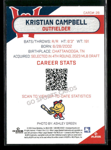 2026 Worcester Red Sox Kristian Campbell