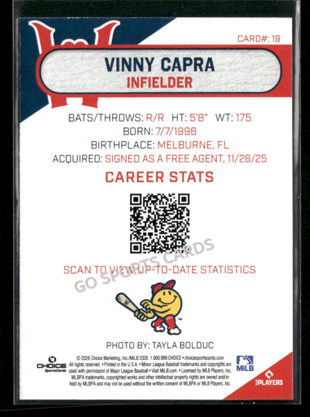 2026 Worcester Red Sox Vinny Capra