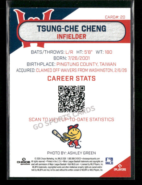 2026 Worcester Red Sox Tsung Che Cheng