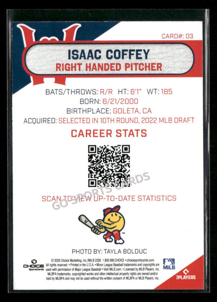 2026 Worcester Red Sox Isaac Coffey