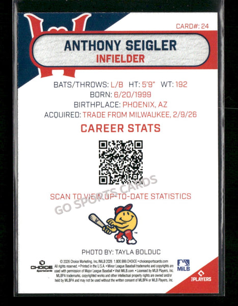 2026 Worcester Red Sox Anthony Seigler