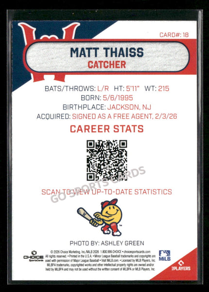 2026 Worcester Red Sox Matt Thaiss