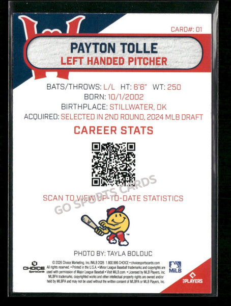 2026 Worcester Red Sox Payton Tolle