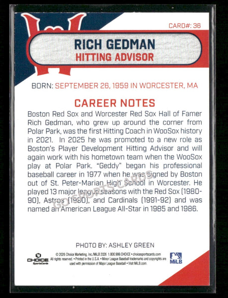 2026 Worcester Red Sox Rich Gedman