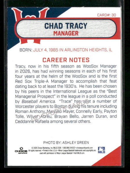 2026 Worcester Red Sox Chad Tracy