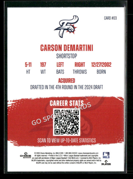 2026 Reading Fightin Phils Top 10 Prospect Carson Demartini
