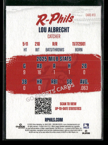 2026 Reading Fightin Phils Lou Albrecht