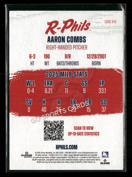 2026 Reading Fightin Phils Aaron Combs
