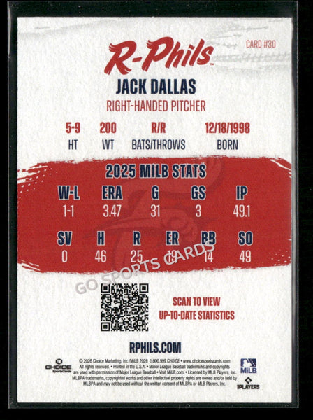 2026 Reading Fightin Phils Jack Dallas