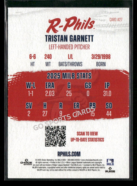 2026 Reading Fightin Phils Tristan Garnett