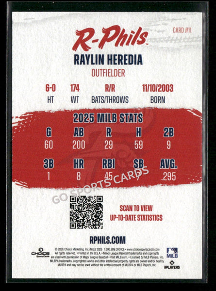 2026 Reading Fightin Phils Raylin Heredia