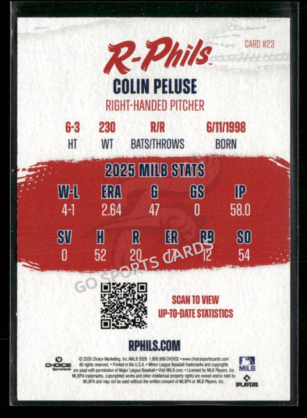 2026 Reading Fightin Phils Colin Peluse