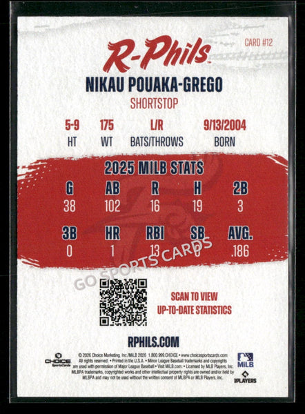 2026 Reading Fightin Phils Nikau Pouaka Grego