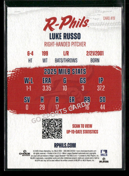 2026 Reading Fightin Phils Luke Russo