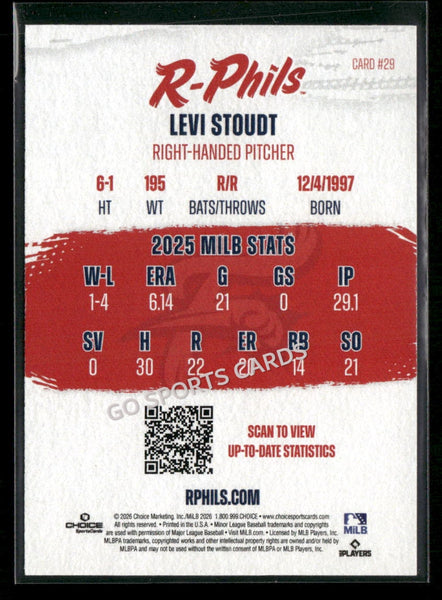 2026 Reading Fightin Phils Levi Stoudt