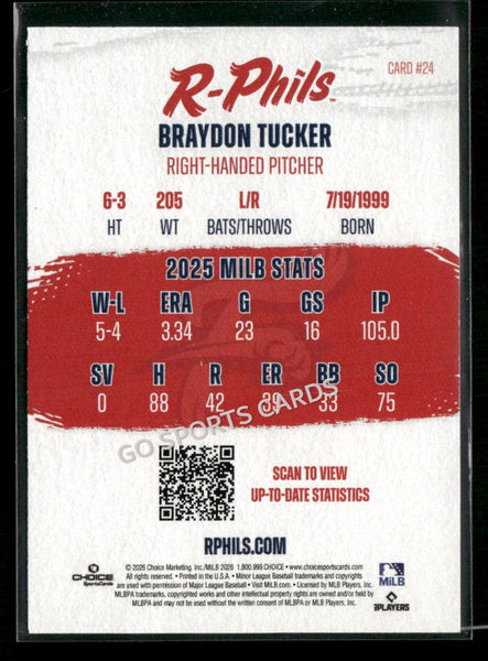 2026 Reading Fightin Phils Braydon Tucker