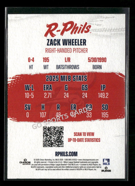 2026 Reading Fightin Phils Zack Wheeler