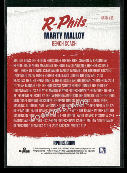 2026 Reading Fightin Phils Marty Malloy