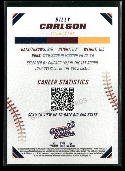 2026 Carolina League Top Prospects Billy Carlson