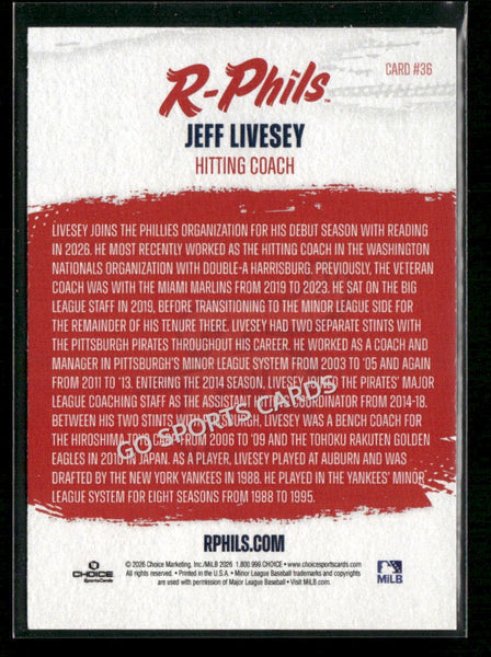 2026 Reading Fightin Phils Jeff Livesey