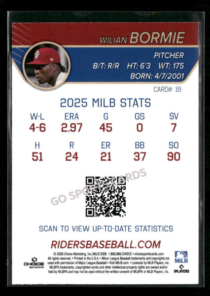 2026 Frisco RoughRiders Wilian Bormie