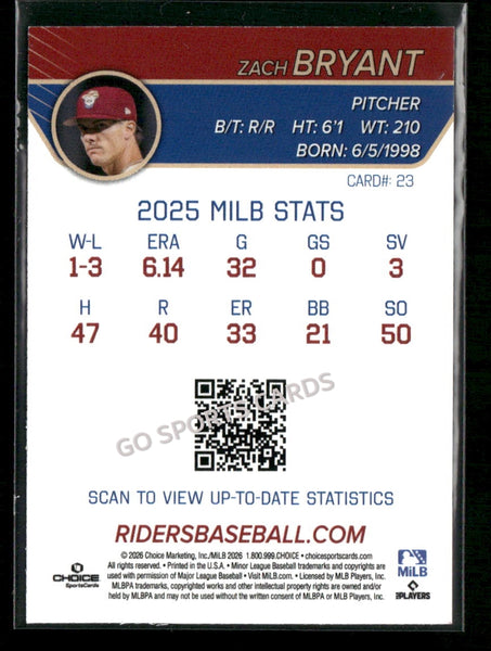 2026 Frisco RoughRiders Zach Bryant