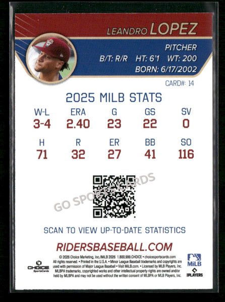 2026 Frisco RoughRiders Leandro Lopez