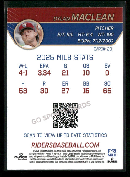 2026 Frisco RoughRiders Dylan Maclean
