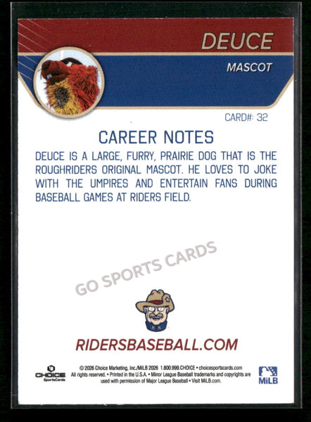 2026 Frisco RoughRiders Deuce Mascot