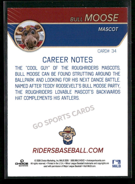 2026 Frisco RoughRiders Bull Moose Mascot