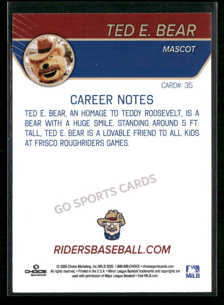 2026 Frisco RoughRiders Ted E Bear Mascot