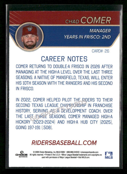 2026 Frisco RoughRiders Chad Comer