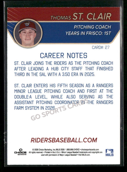 2026 Frisco RoughRiders Thomas St Clair
