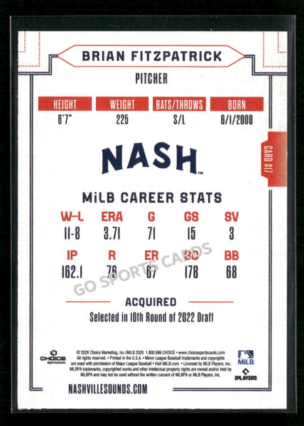 2026 Nashville Sounds Brian Fitzpatrick