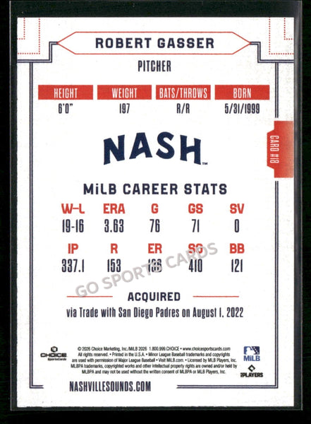 2026 Nashville Sounds Robert Gasser