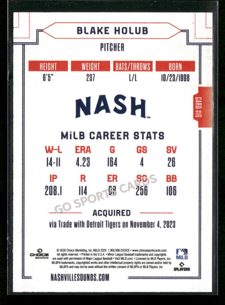 2026 Nashville Sounds Blake Holub