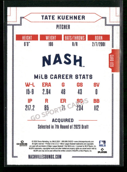 2026 Nashville Sounds Tate Kuehner
