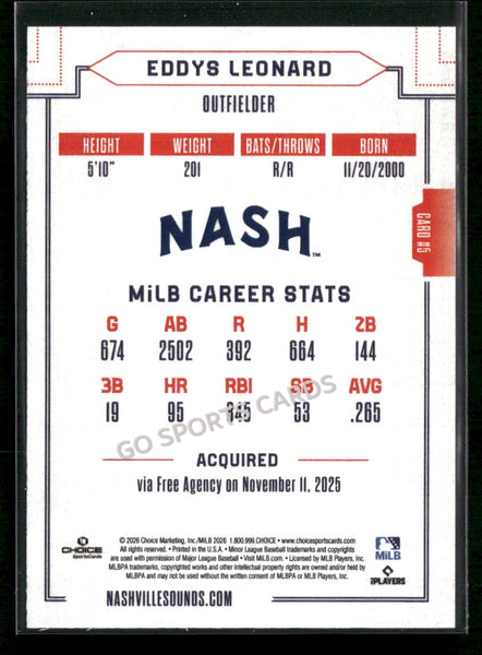 2026 Nashville Sounds Eddys Leonard