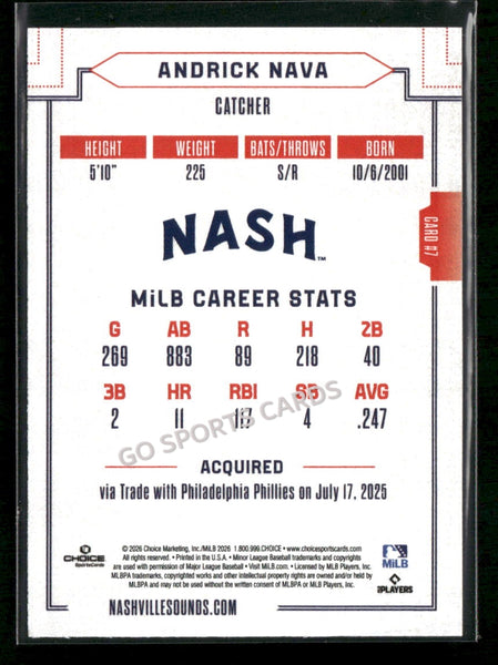 2026 Nashville Sounds Andrick Nava