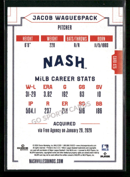 2026 Nashville Sounds Jacob Waguespack