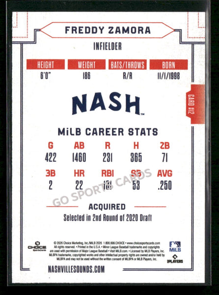 2026 Nashville Sounds Freddy Zamora