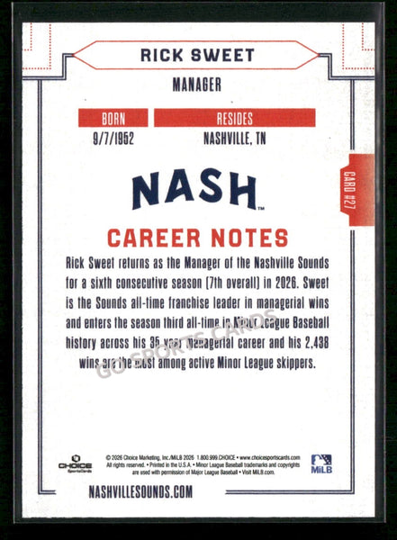 2026 Nashville Sounds Rick Sweet