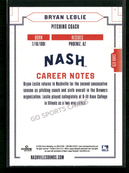 2026 Nashville Sounds Bryan Leslie