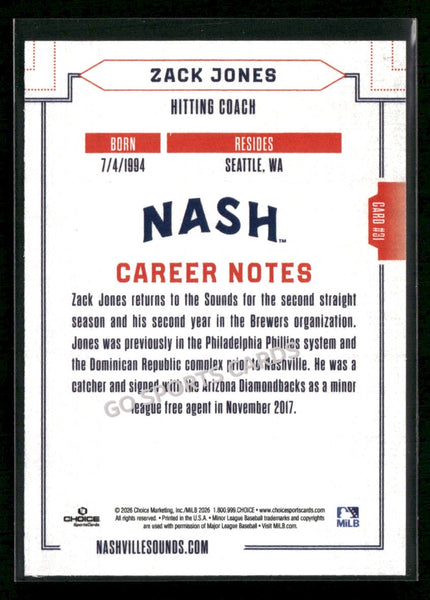 2026 Nashville Sounds Zack Jones